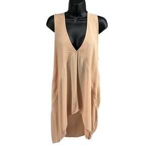 Left‎ of Center Anthropologie Sky Reverse Tunic Blush Pink High Low Tank Top L